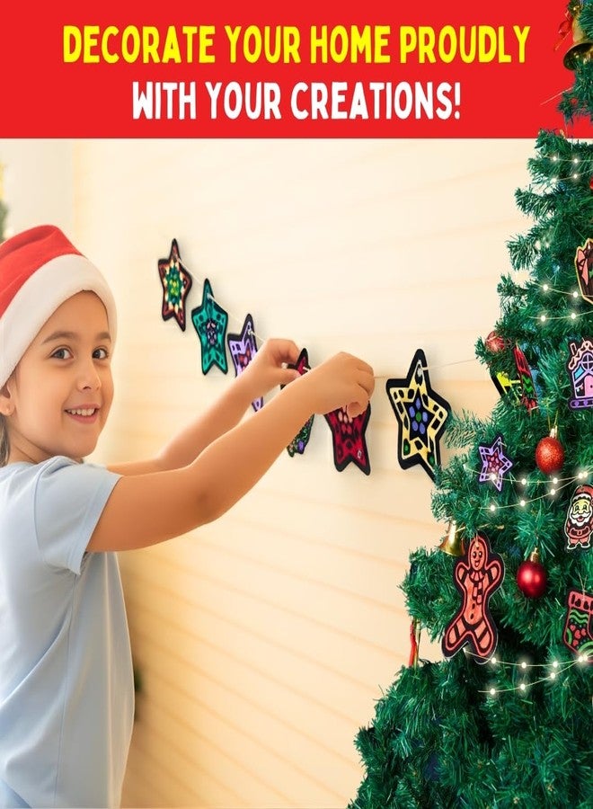 PepPlay Premium X-Mas DIY Kit for Kids - 28-Piece x-mas décor Set with 10” Velvet Wreath, 11 Ornaments, 9 Stars for Bunting - Perfect Christmas Party Activity & Gift for Kids, Ages 3-99 - Image 4